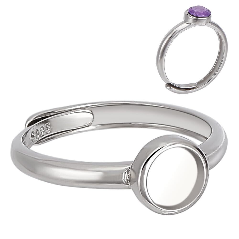 1694 925 Sterling Silver Round Bezel Blank Cup Ring Setting, 0.24inch Round